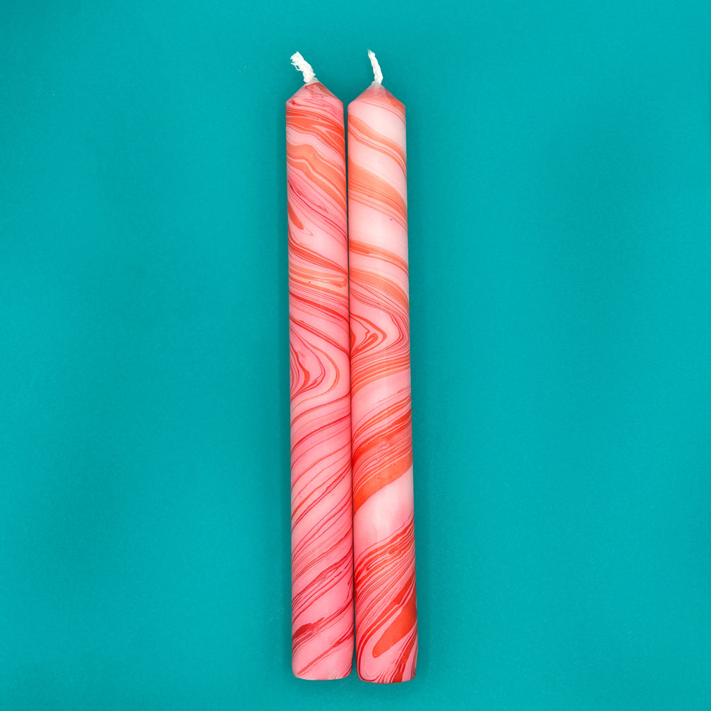 Pink Marble Set of two Candles