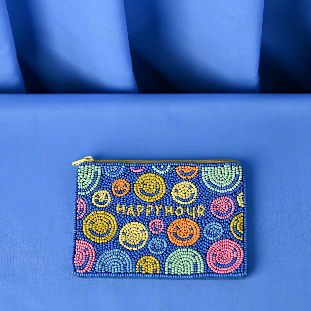 Raspberry Blossom Beaded Coin Purse - "Happy Hour"