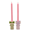 Raspberry Blossom Set of 2 Candlestick Holders With Bow