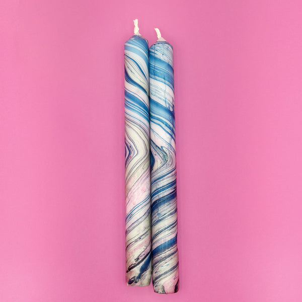 Blue Marble Set of two Candles