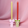 Raspberry Blossom Set of 2 Candlestick Holders With Bow