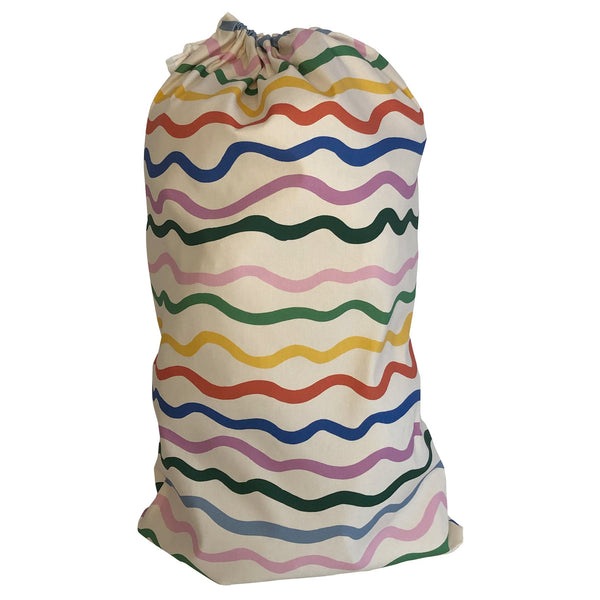 Christmas Present Sack with Colourful Rainbow Squiggly Stripes