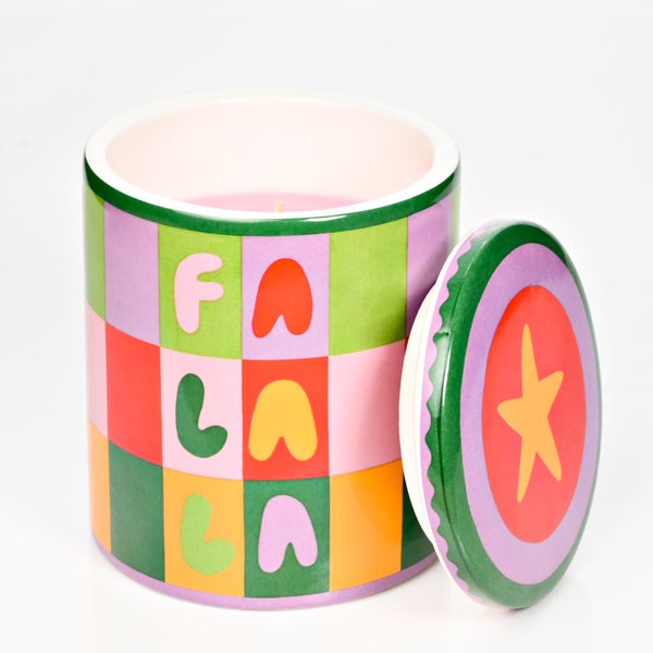 Lidded Vanilla Martini Candle 'Fa La La'