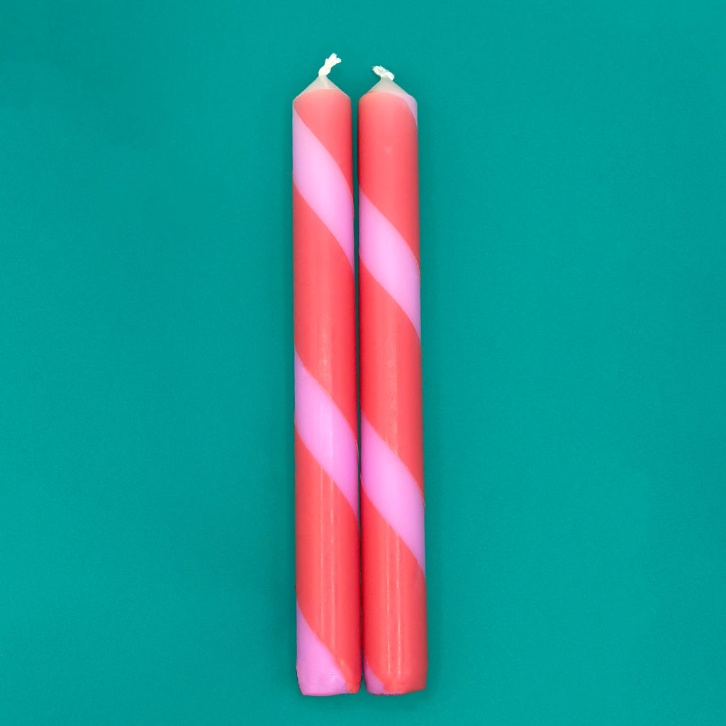 Pink Stripe Set of two Candles