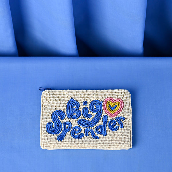 Raspberry Blossom Beaded Coin Purse - "Big Spender"