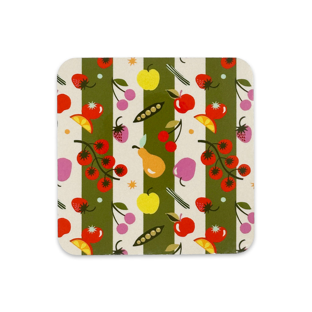 Fruit & Vegetables Striped Coaster