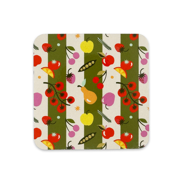 Fruit & Vegetables Striped Coaster