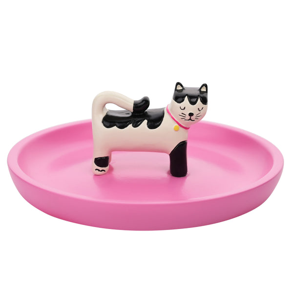 Raspberry Blossom Cat Trinket Dish