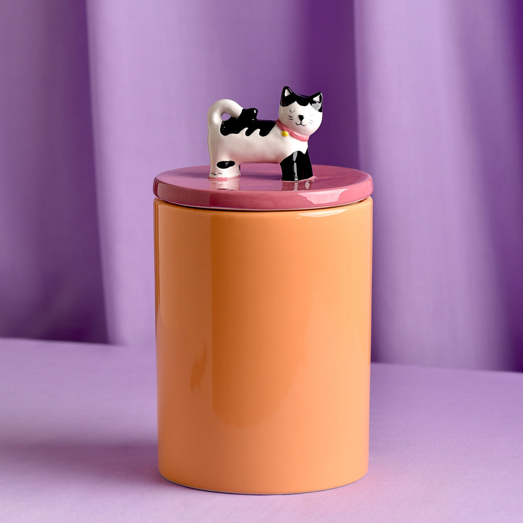 Raspberry Blossom Cat Canister