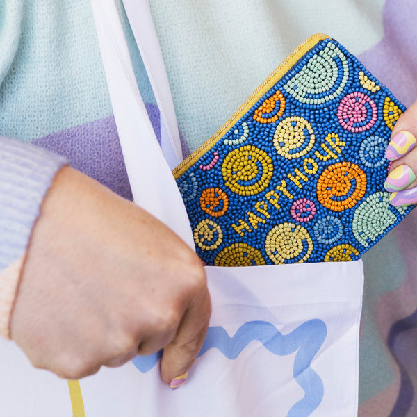 Raspberry Blossom Beaded Coin Purse - "Happy Hour"