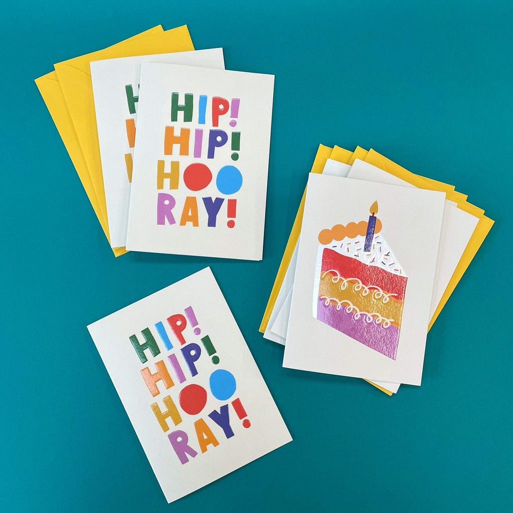 Rainbow cake & Hip! Hip! Hooray! Card Set