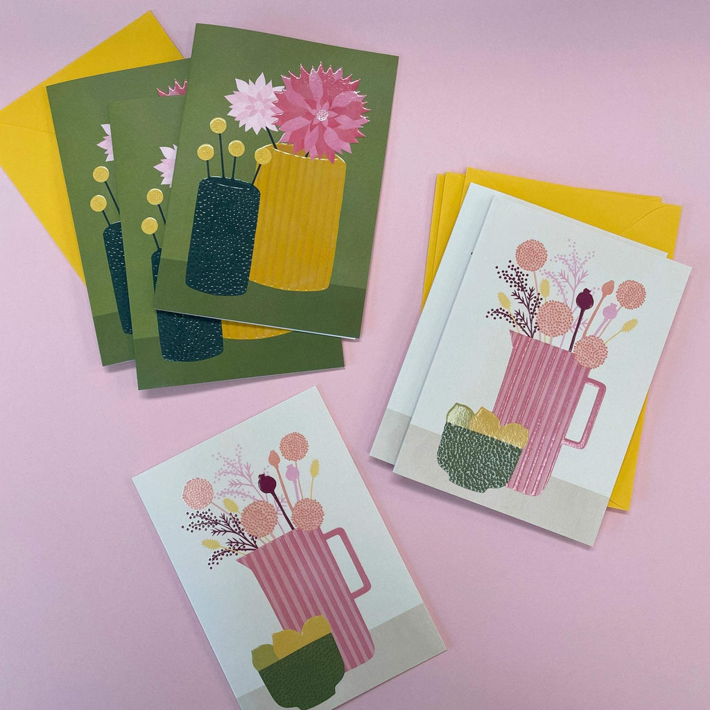 Dahlias & Dried flowers Card Set