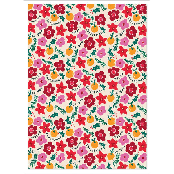 Christmas Floral Wrapping Paper