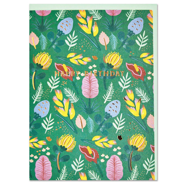 Happy Birthday - Tropical Flower Pattern