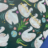 Elegant swan pattern 'Happy Birthday' card detail shot